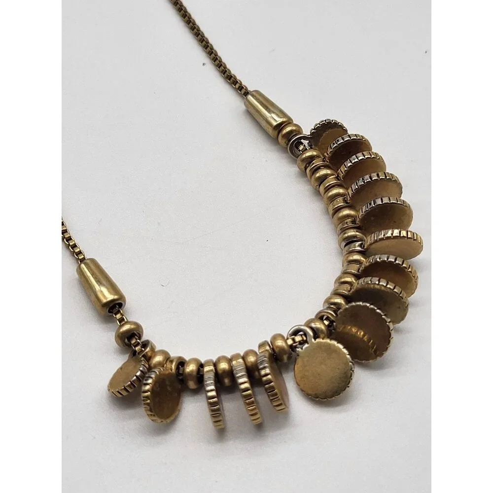 Madewell Mini Coinmix Necklace Brass Minimalist Slider Adjustable Boho - Picture 5 of 11